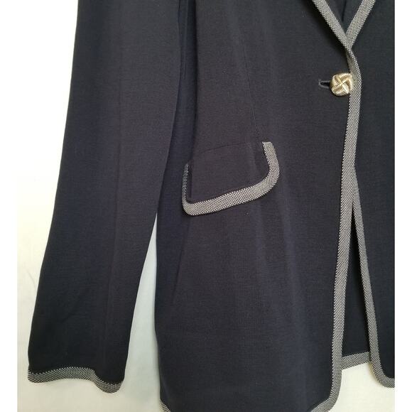 Misook Navy & White Women's Blazer Single Breasted Long Sleeve Notch Collar Sz M - Picture 5 of 8